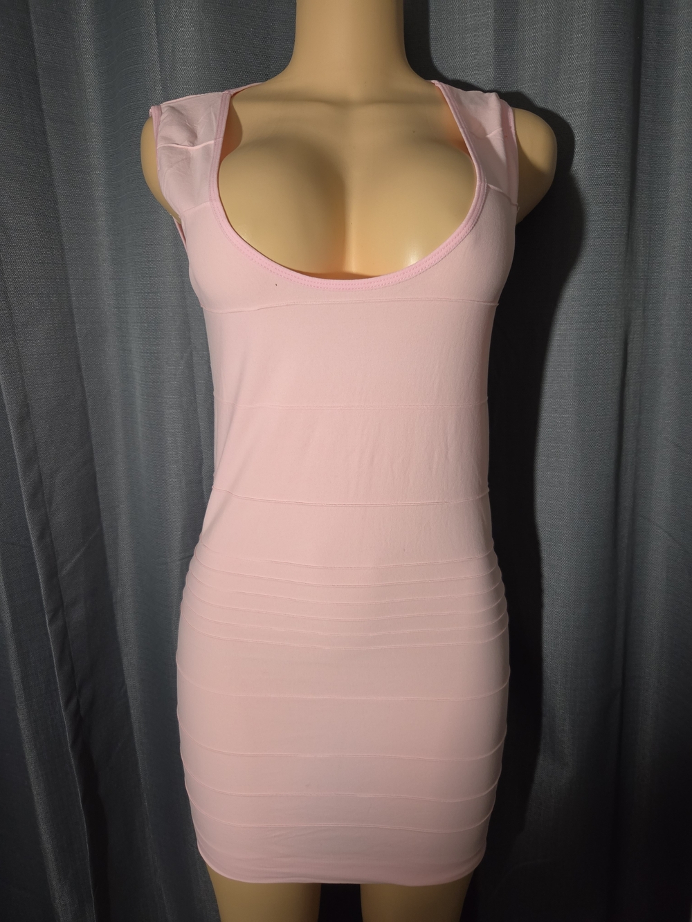 Women's Pink Bodycon Scoop Neck Dress